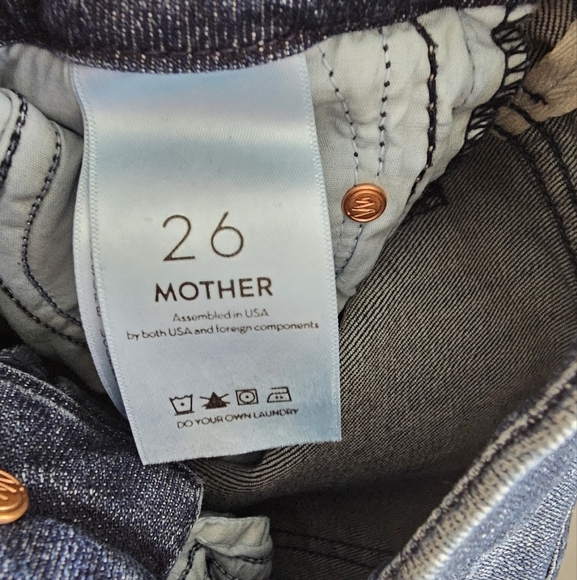 MOTHER The Looker Ankle Fray Racer Stripe Blue Jeans 26 Preowned - Picture 8 of 9